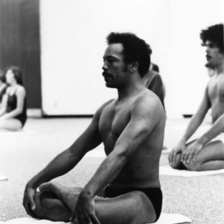 Quincy Jones practicing yoga